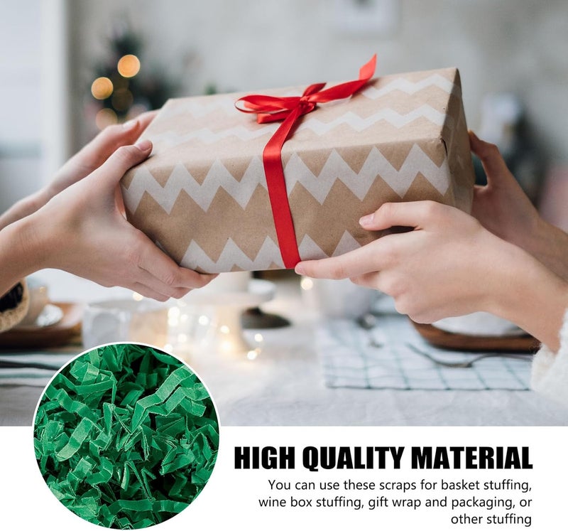 ZEBMOON 1 LB Green Crinkle Cut Paper Shred Filler Great for Gift Wrapping, Basket Filling, Birthday, Wedding, Halloween Thanksgiving, Christmas Day, New Year Party Decorations Filling Supplies - Image 2